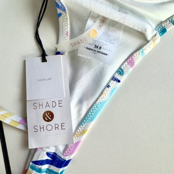 Shade & Shore Multicolor Shoulder Tie Underwire Bralette Bikini Top Size 34B NEW - Picture 8 of 12